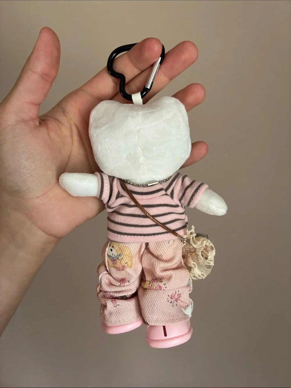 Hello Kitty Pink and White Fashion Diva Plush Keychain Bag Charm